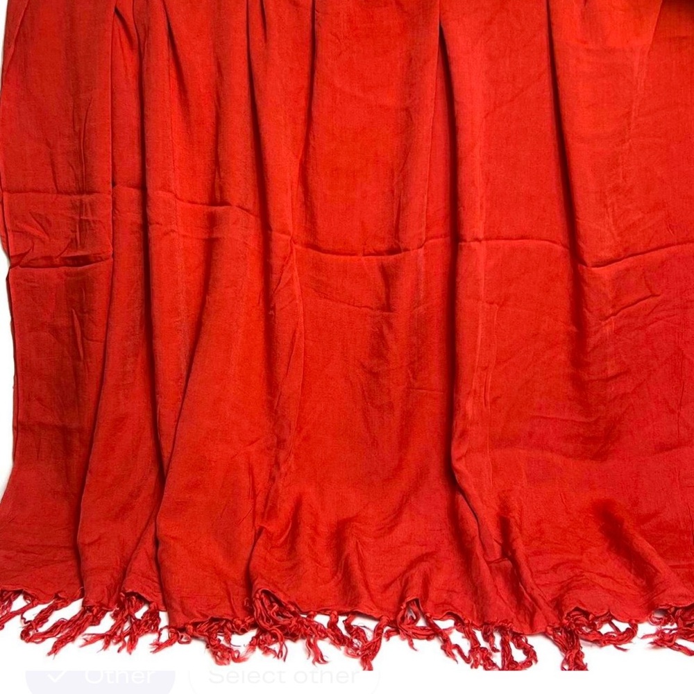 Vibrant Orange Fringed Scarf 100% Rayon 48” x 70”